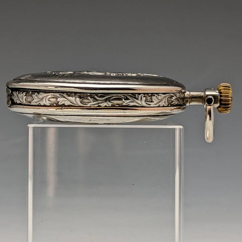 1925 年左右復古浪琴懷錶銀面刻馬獵人錶殼做工很好